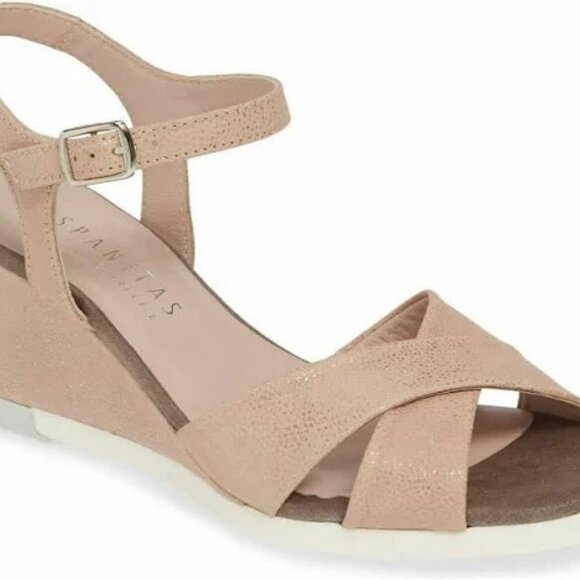 HISPANITAS Codie Wedge Cross SANDALS, Blush Leather Women Size 38 (7-7.5) NEW - Picture 1 of 6